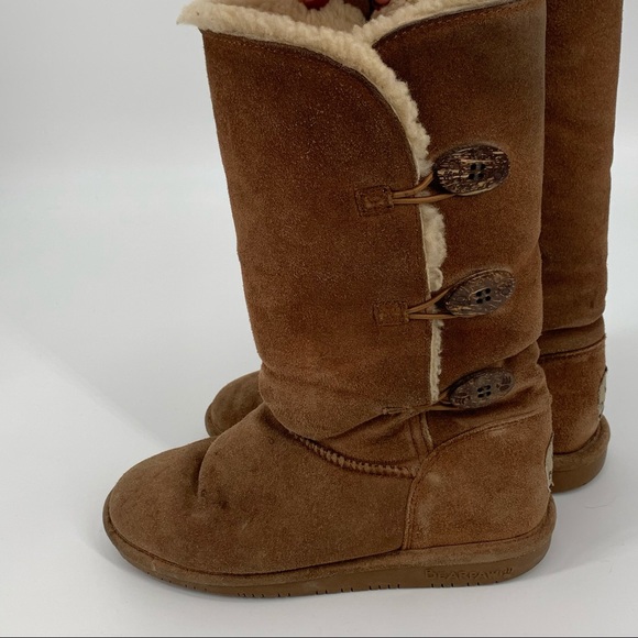 Bear Paw Tall 3button Sherpa Tan Boots 
